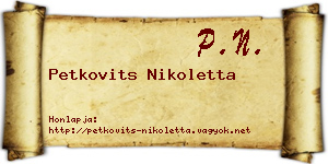 Petkovits Nikoletta névjegykártya