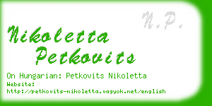 nikoletta petkovits business card